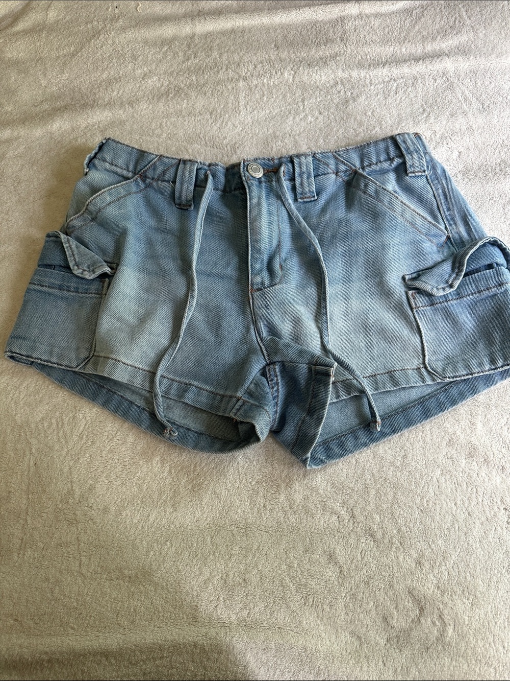 Vanilla Star Light Blue Cargo Denim Shorts